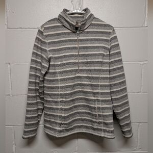 REI Gray Striped Women's 1/2 Zip Pullover Sweatshirt Medium